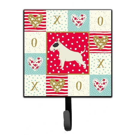 Carolines Treasures 4.25 x 1 x 7 in. Black & White Bull Terrier Love Leash or Key Holder CK5917SH4